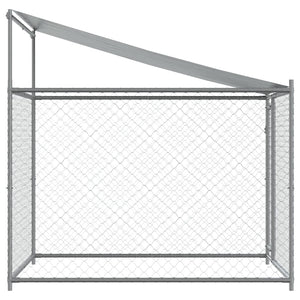 vidaXL Dog Cage with Roof and Door Gray 6.6'x6.6'x6.6' Galvanized Steel-3