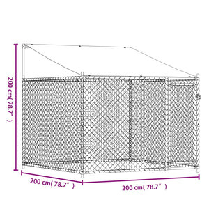 vidaXL Dog Cage with Roof and Door Gray 6.6'x6.6'x6.6' Galvanized Steel-6