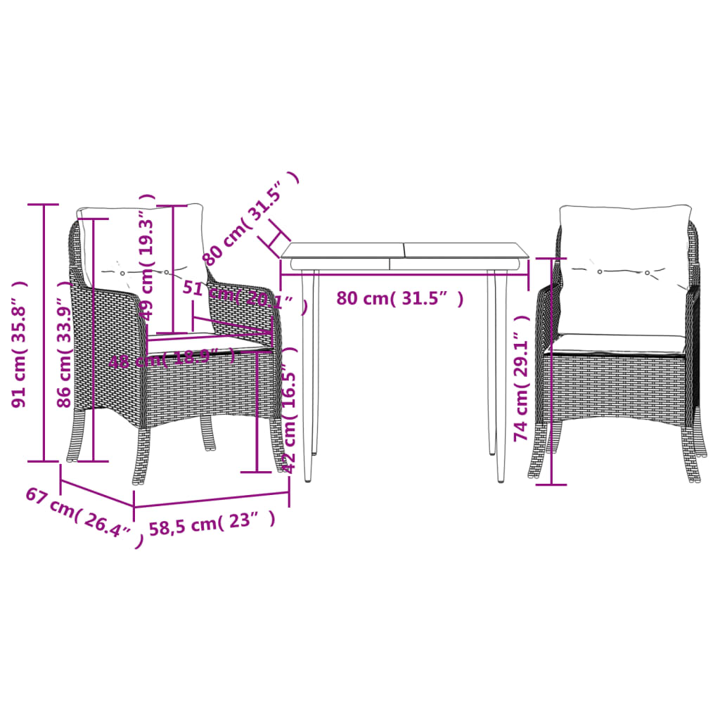 vidaXL 5 Piece Patio Dining Set with Cushions Gray Poly Rattan-70