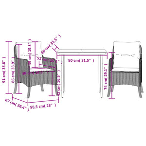 vidaXL 5 Piece Patio Dining Set with Cushions Gray Poly Rattan-70