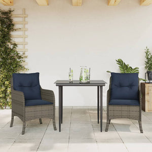 vidaXL 5 Piece Patio Dining Set with Cushions Gray Poly Rattan-63