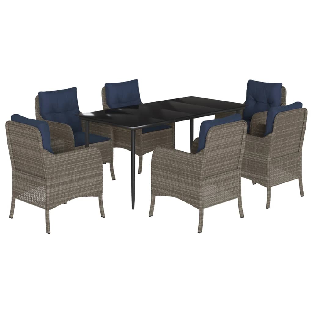 vidaXL 5 Piece Patio Dining Set with Cushions Gray Poly Rattan-20