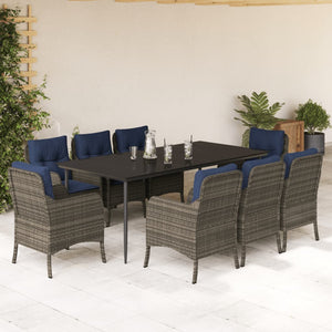 vidaXL 5 Piece Patio Dining Set with Cushions Gray Poly Rattan-50