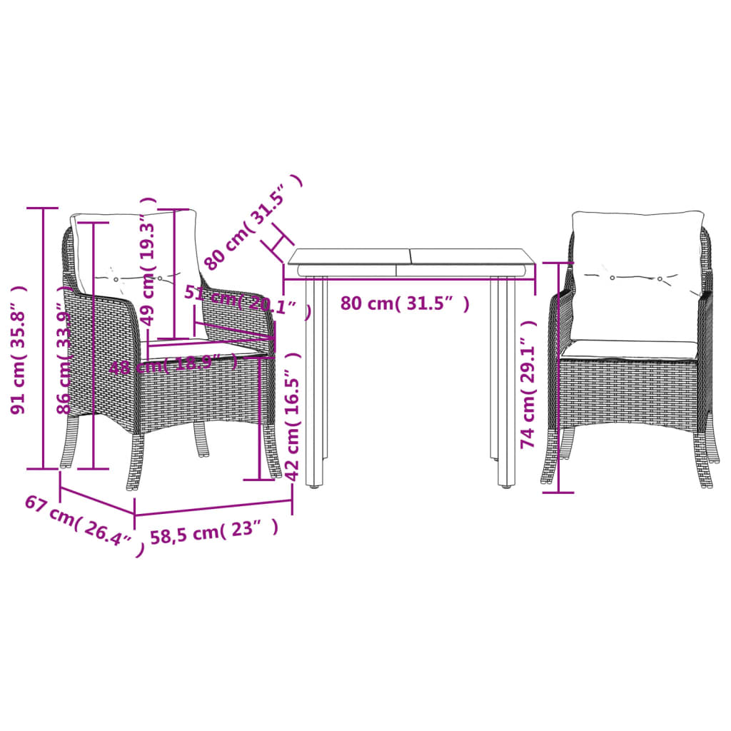 vidaXL 5 Piece Patio Dining Set with Cushions Gray Poly Rattan-31