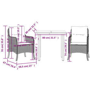 vidaXL 5 Piece Patio Dining Set with Cushions Gray Poly Rattan-31