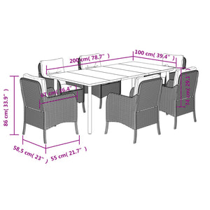 vidaXL 5 Piece Patio Dining Set with Cushions Gray Poly Rattan-4