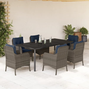 vidaXL 5 Piece Patio Dining Set with Cushions Gray Poly Rattan-30