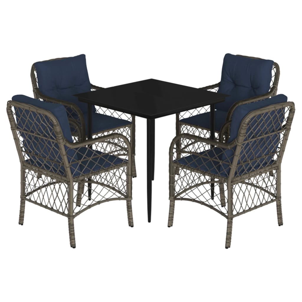 vidaXL 3 Piece Bistro Set with Cushions Gray Poly Rattan-44