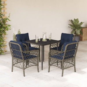 vidaXL 3 Piece Bistro Set with Cushions Gray Poly Rattan-51