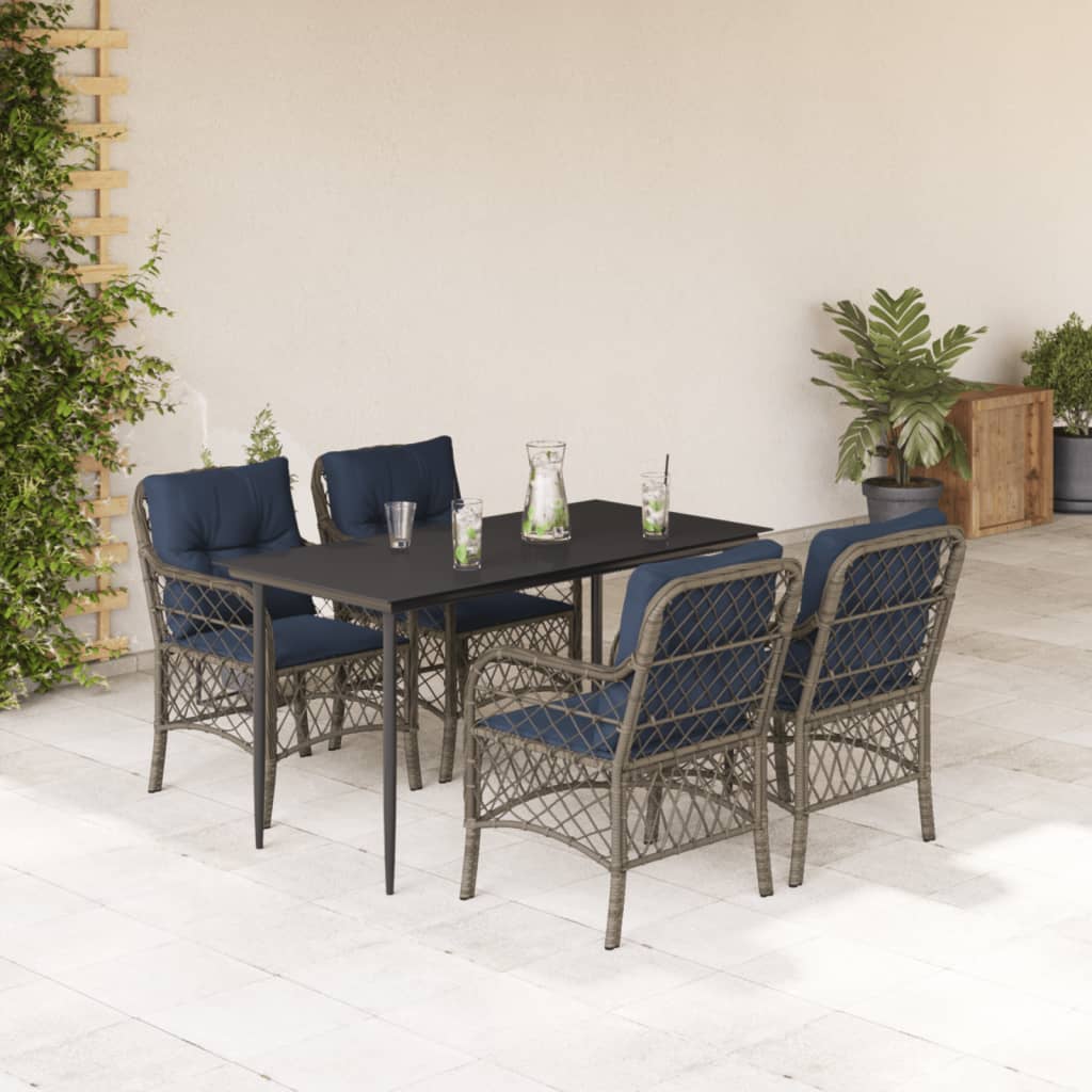 vidaXL 3 Piece Bistro Set with Cushions Gray Poly Rattan-36