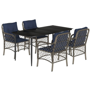 vidaXL 3 Piece Bistro Set with Cushions Gray Poly Rattan-5