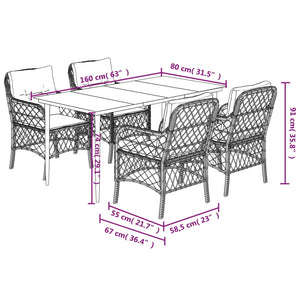 vidaXL 3 Piece Bistro Set with Cushions Gray Poly Rattan-19