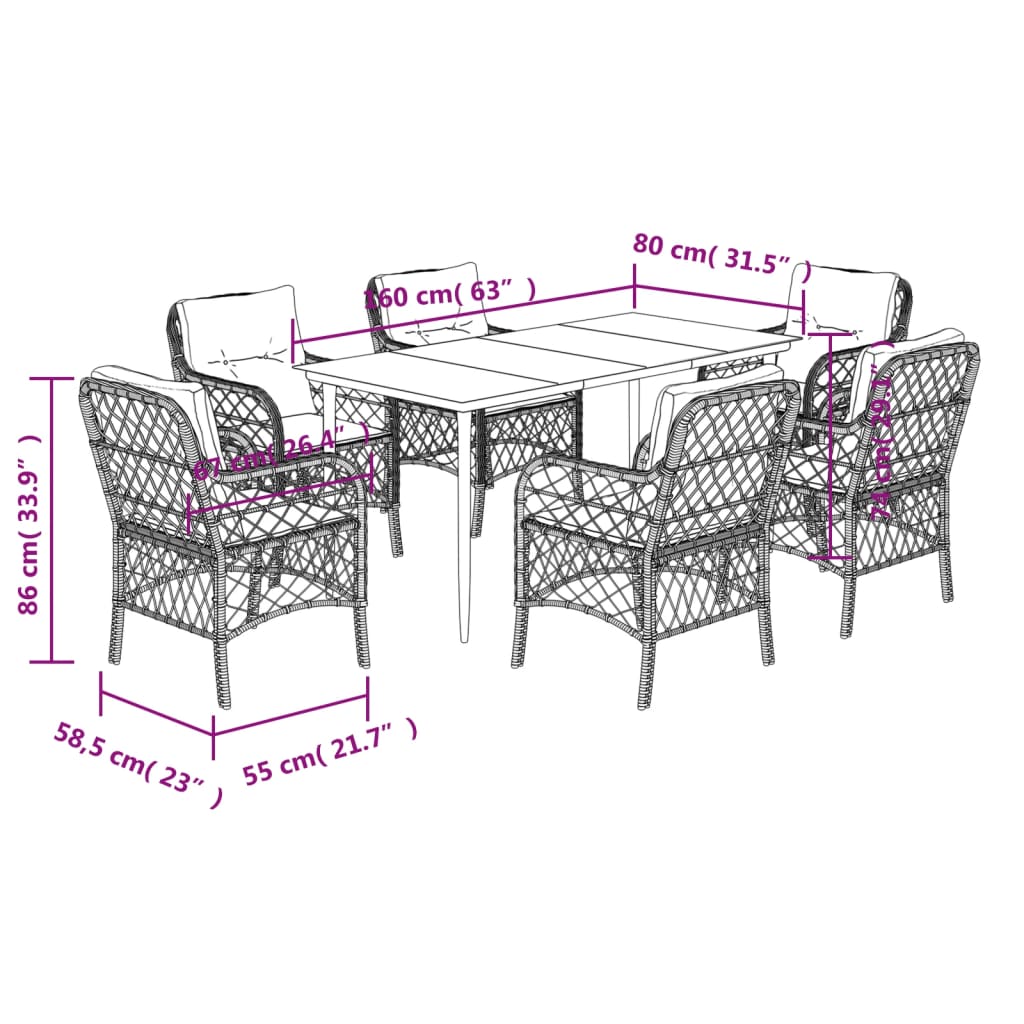 vidaXL 3 Piece Bistro Set with Cushions Gray Poly Rattan-32