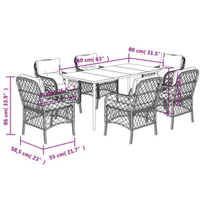 vidaXL 3 Piece Bistro Set with Cushions Gray Poly Rattan-67