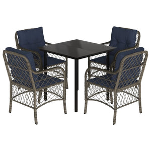 vidaXL 3 Piece Bistro Set with Cushions Gray Poly Rattan-34