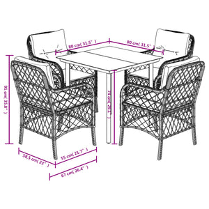 vidaXL 3 Piece Bistro Set with Cushions Gray Poly Rattan-48