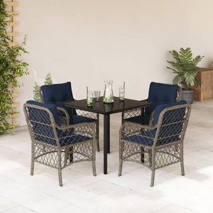 vidaXL 3 Piece Bistro Set with Cushions Gray Poly Rattan-41