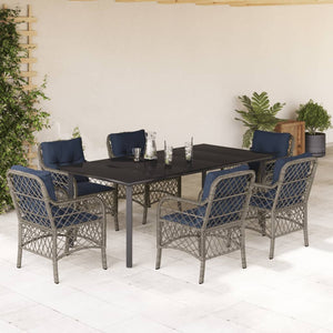 vidaXL 3 Piece Bistro Set with Cushions Gray Poly Rattan-61