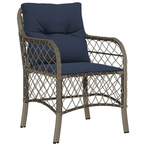 vidaXL 3 Piece Bistro Set with Cushions Gray Poly Rattan-49