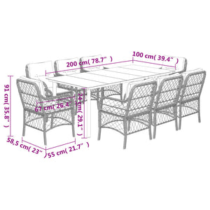 vidaXL 3 Piece Bistro Set with Cushions Gray Poly Rattan-4