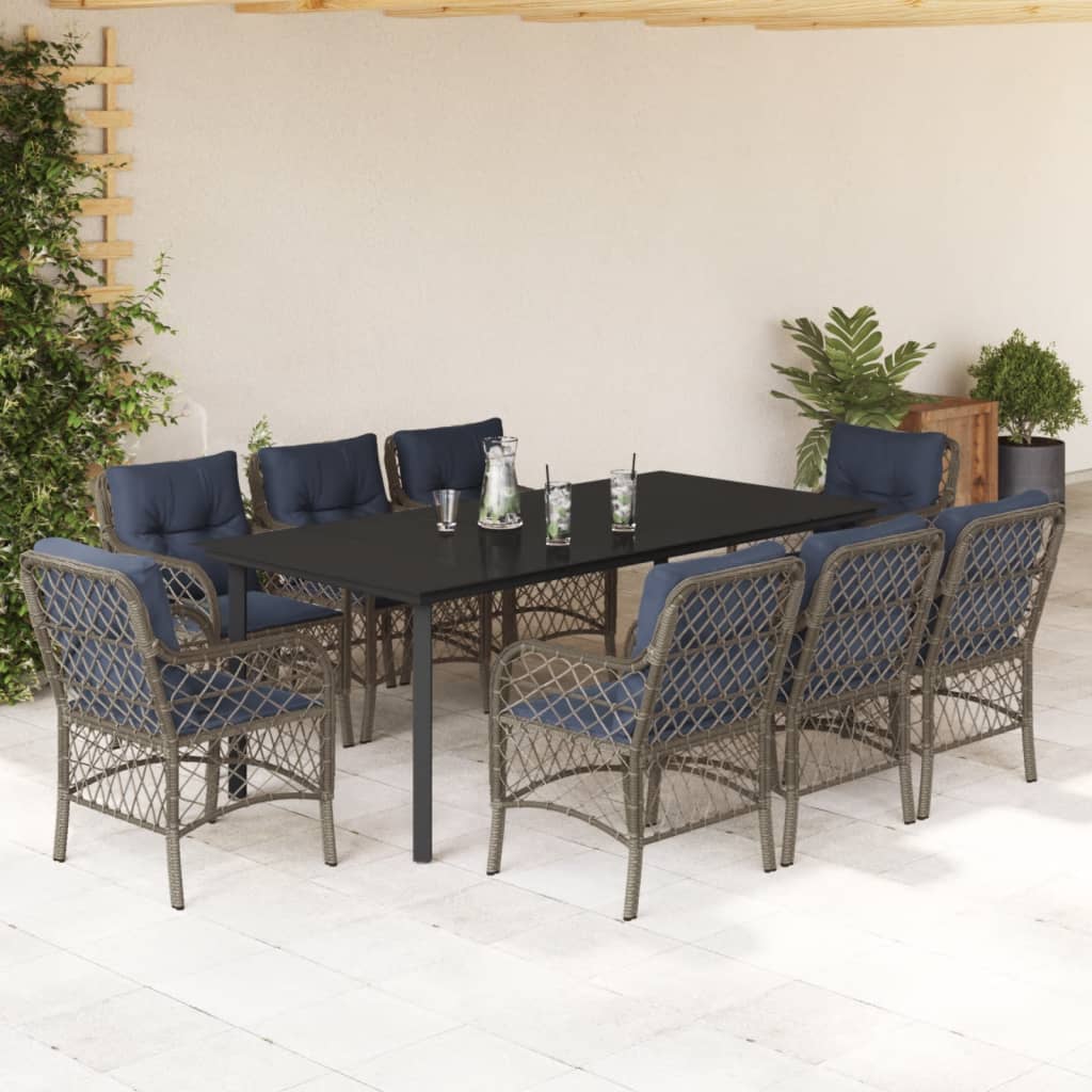 vidaXL 3 Piece Bistro Set with Cushions Gray Poly Rattan-42