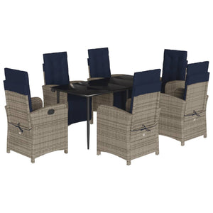 vidaXL 3 Piece Bistro Set with Cushions Gray Poly Rattan-31