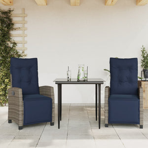 vidaXL 3 Piece Patio Dining Set with Cushions Gray Poly Rattan-62