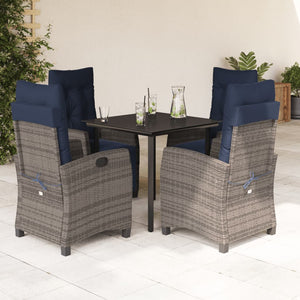 vidaXL 3 Piece Patio Dining Set with Cushions Gray Poly Rattan-61