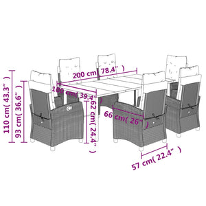 vidaXL 3 Piece Patio Dining Set with Cushions Gray Poly Rattan-17