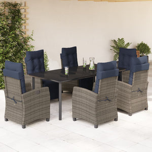 vidaXL 3 Piece Patio Dining Set with Cushions Gray Poly Rattan-10