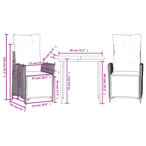 vidaXL Patio Dining Set with Cushions Garden Outdoor Seating Gray Poly Rattan-9