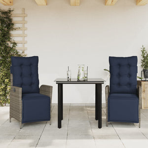 vidaXL Patio Dining Set with Cushions Garden Outdoor Seating Gray Poly Rattan-6