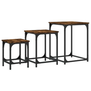 vidaXL Nesting Coffee Tables Stand for Living Room Set of 3 Engineered Wood-6