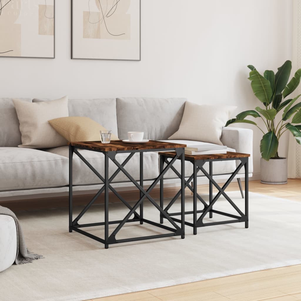 vidaXL Nesting Coffee Tables Accent Desk Furniture Set of 2 Engineered Wood-2