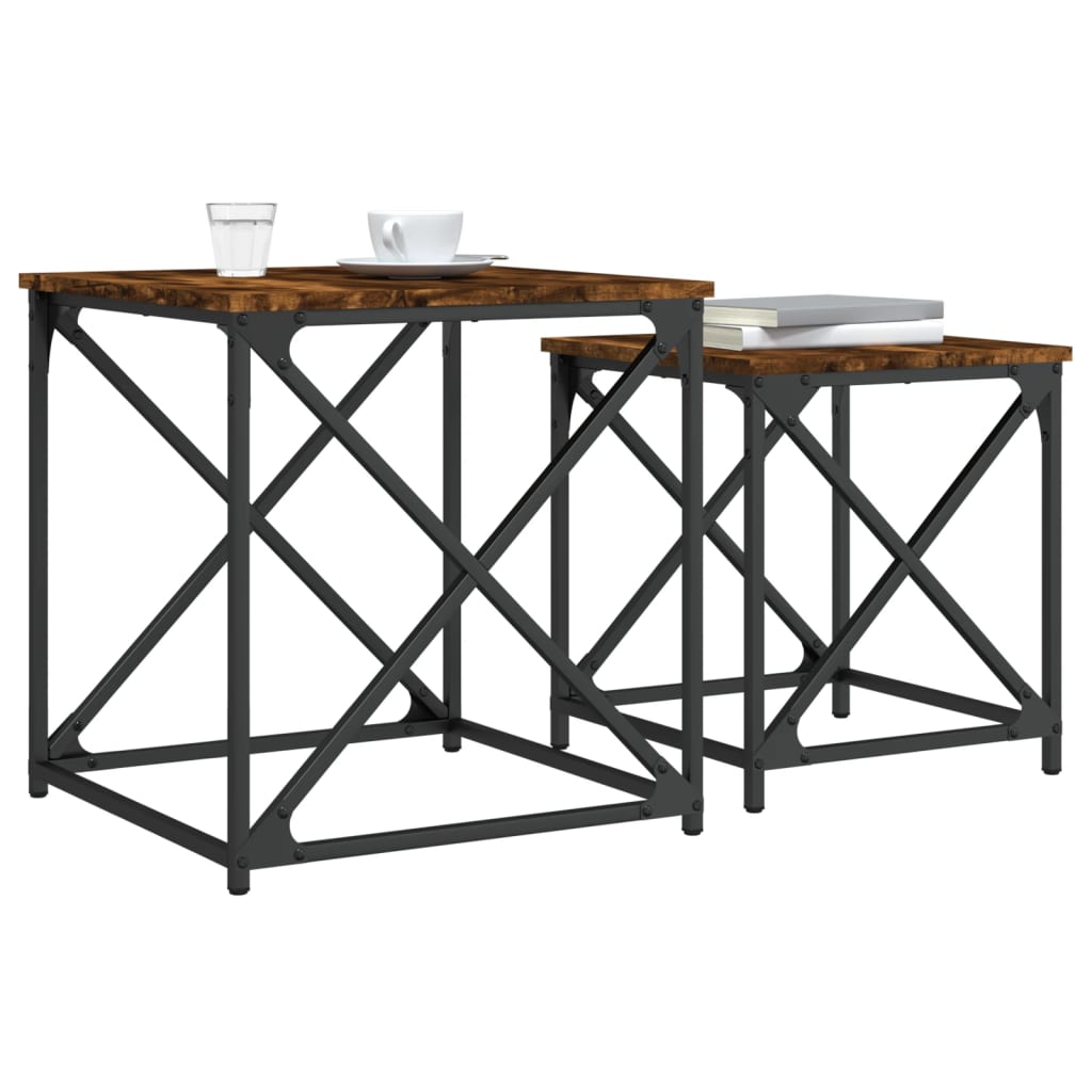 vidaXL Nesting Coffee Tables Accent Desk Furniture Set of 2 Engineered Wood-3