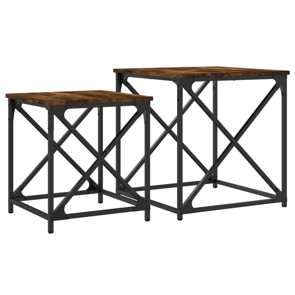 vidaXL Nesting Coffee Tables Accent Desk Furniture Set of 2 Engineered Wood-6