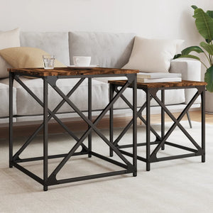 vidaXL Nesting Coffee Tables Accent Desk Furniture Set of 2 Engineered Wood-1