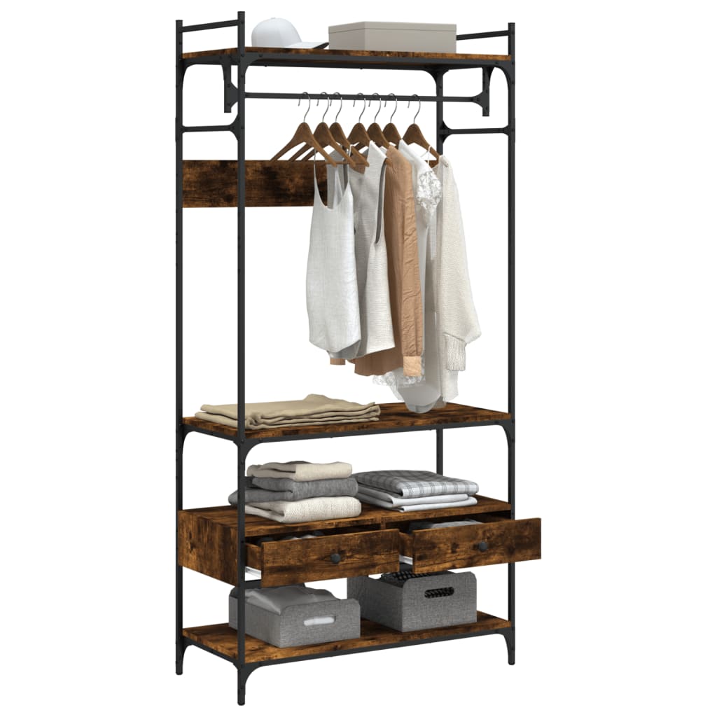 vidaXL Wardrobe with Drawers Storage Cabinet Closet Organizer Engineered Wood-3