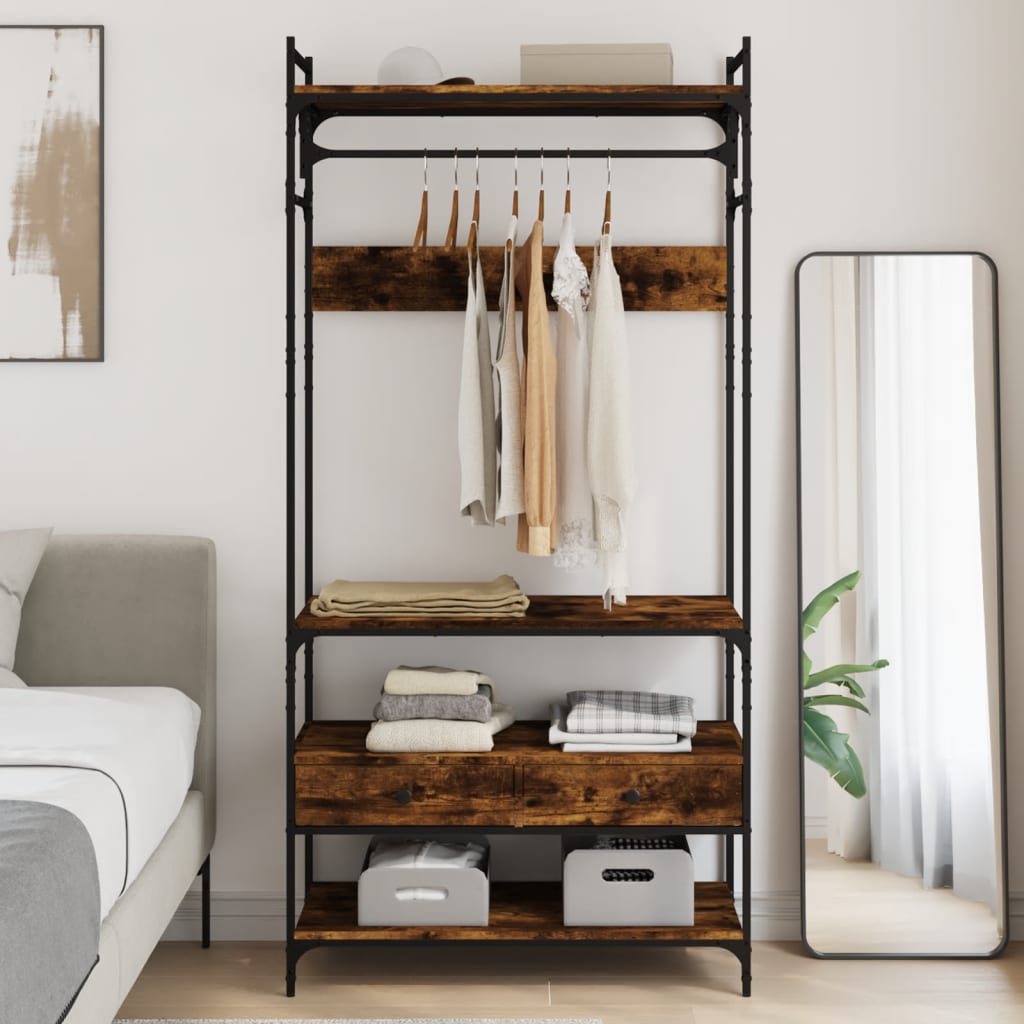 vidaXL Wardrobe with Drawers Storage Cabinet Closet Organizer Engineered Wood-1