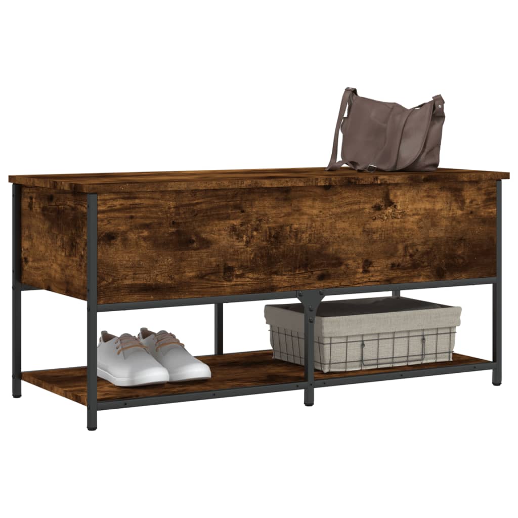 vidaXL Storage Bench Smoked Oak 39.4"x16.7"x18.5" Engineered Wood-3