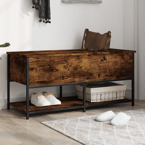 vidaXL Storage Bench Smoked Oak 39.4"x16.7"x18.5" Engineered Wood-0