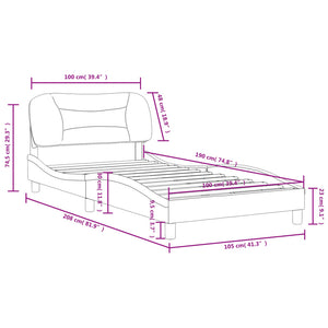 vidaXL Bed Frame with Headboard Mattress Foundation Bedroom Furniture Fabric-2