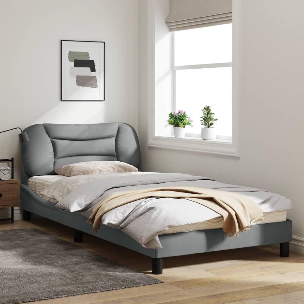 vidaXL Bed Frame with Headboard Mattress Foundation Bedroom Furniture Fabric-30