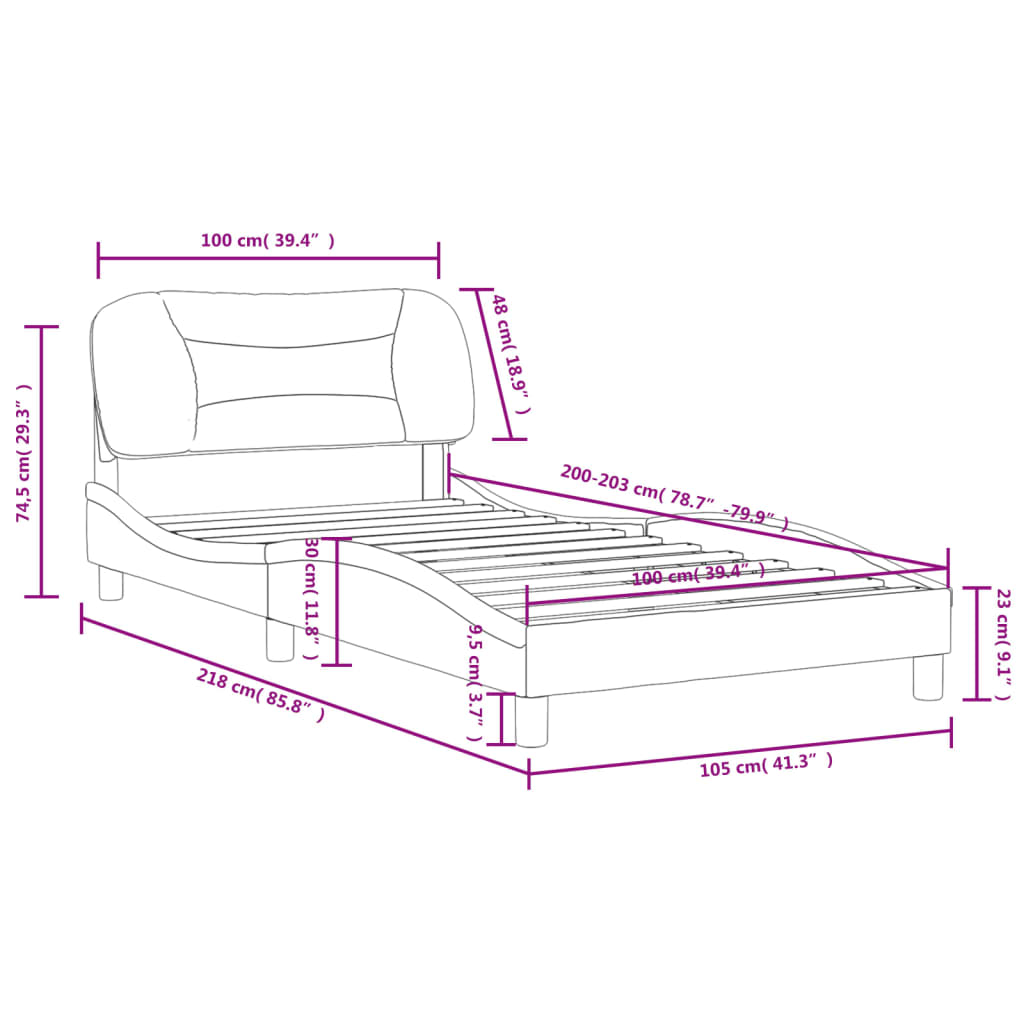 vidaXL Bed Frame with Headboard Mattress Foundation Bedroom Furniture Fabric-4