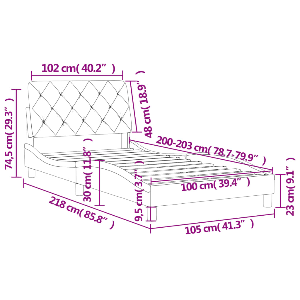 vidaXL Bed Frame with Headboard Mattress Foundation Bedroom Furniture Velvet-63