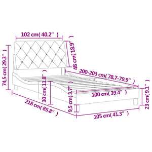 vidaXL Bed Frame with Headboard Mattress Foundation Bedroom Furniture Velvet-63