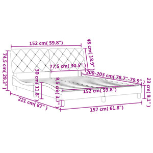 vidaXL Bed Frame with Headboard Mattress Foundation Bedroom Furniture Velvet-52