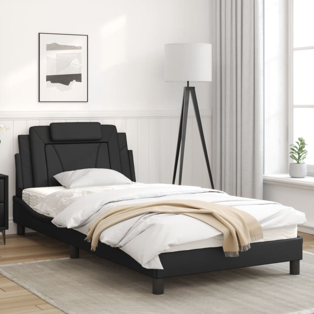 vidaXL Bed Frame with Headboard Curved Base Bedroom Furniture Faux Leather-7