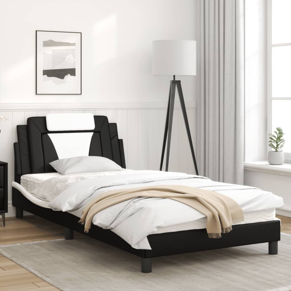 vidaXL Bed Frame with Headboard Curved Base Bedroom Furniture Faux Leather-43