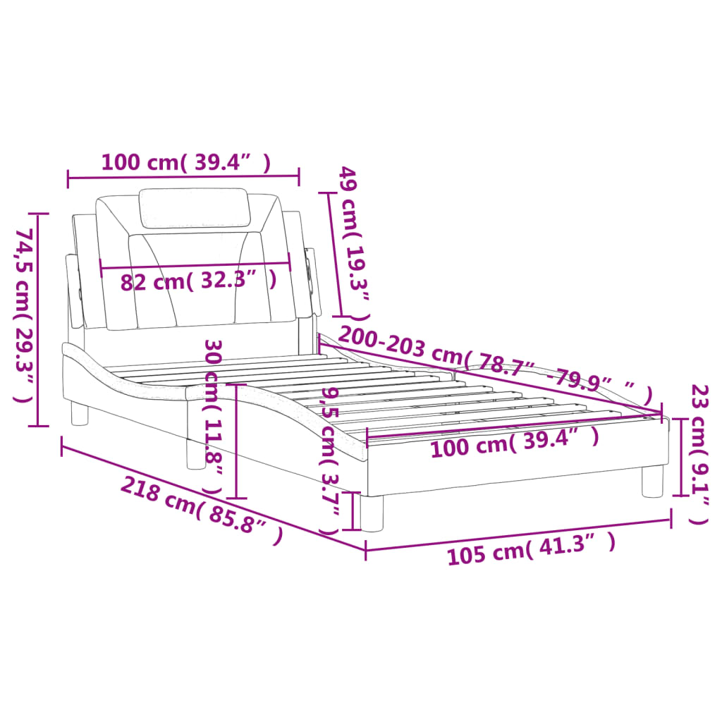vidaXL Bed Frame with Headboard Curved Base Bedroom Furniture Faux Leather-15